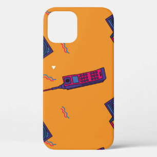 Retro 80s style background, colorful. iPhone 12 case