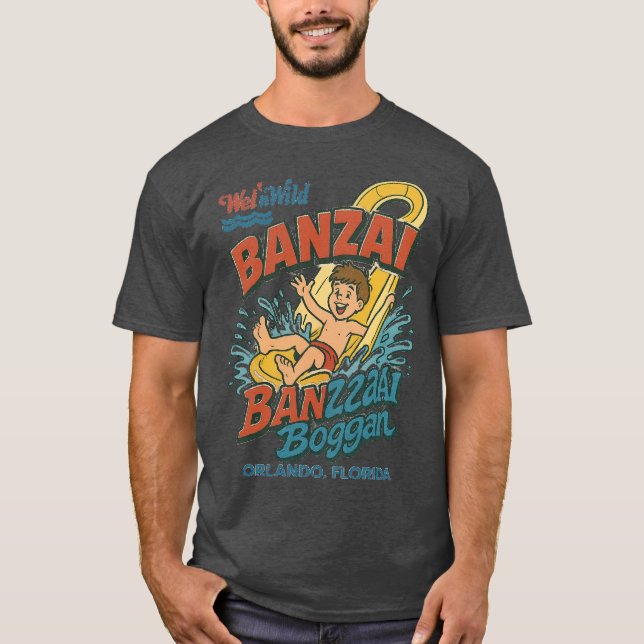 Retro 80s-style waterpark BANZAI ORLANDO, FLORIDA T-Shirt (Front)