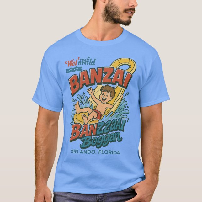 Retro 80s-style waterpark BANZAI ORLANDO, FLORIDA T-Shirt (Front)