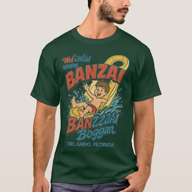 Retro 80s-style waterpark BANZAI ORLANDO, FLORIDA T-Shirt (Front)