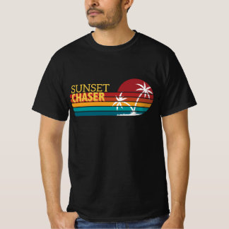 Retro 80s Sunset Chaser Tropical Palm Trees T-Shirt
