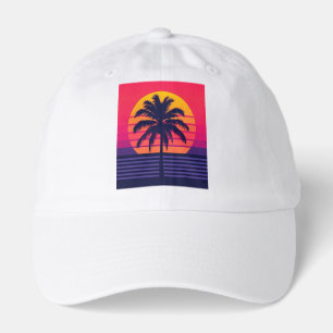 Retro 80s Sunset Palm Tree Synthwave Art Hat