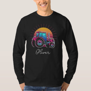 Retro 80s Sunset Vaporwave Tractor T-Shirt
