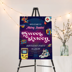 Retro 80's Sweet 16 Birthday Party Foam Board
