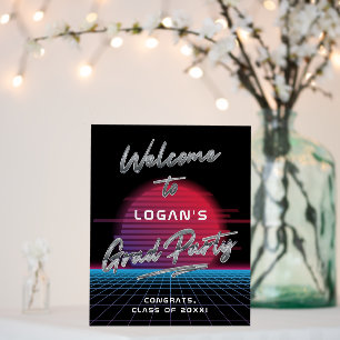 Retro 80's Synthwave New Wave Grad Party Welcome Foam Board