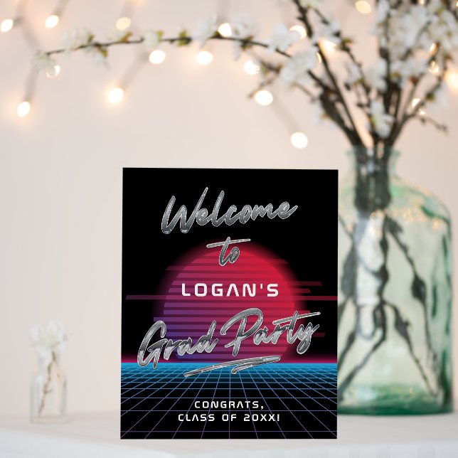 Retro 80's Synthwave New Wave Grad Party Welcome Foam Board (In Situ (Wedding))