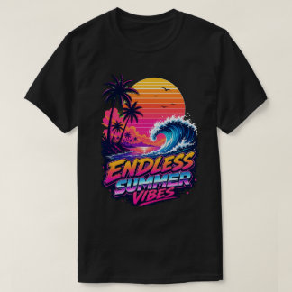 Retro 80s Synthwave Sunset Surf Tee