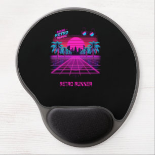 Retro 80s Synthwave Vaporwave Neon Grid Landscape Gel Mouse Pad