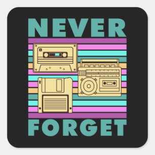 Retro 80s Technology Floppy Disk Boom Box Gen X Square Sticker