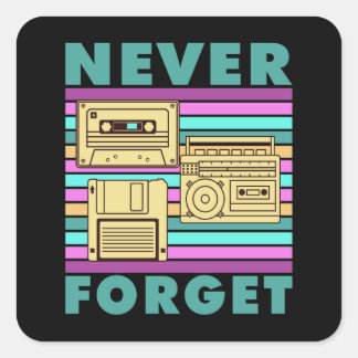 Retro 80s Technology Floppy Disk Boom Box Gen X Square Sticker