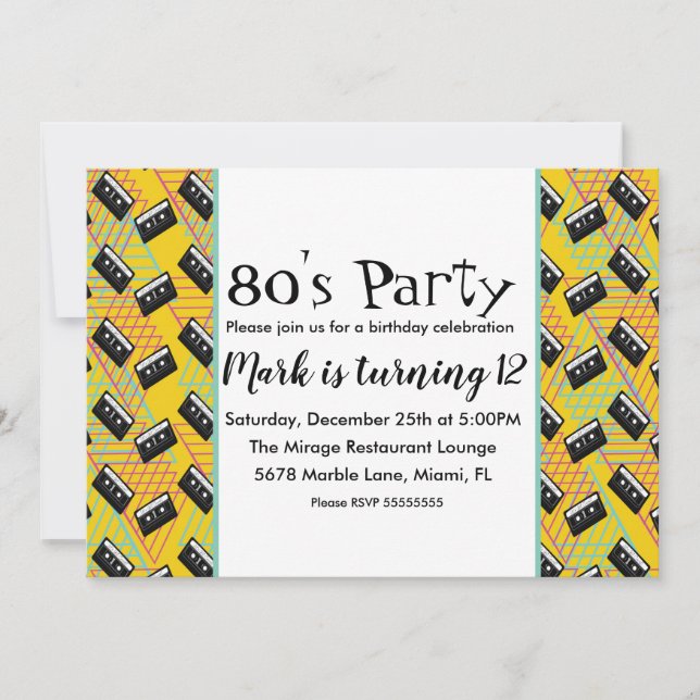 Retro 80s Throw Back Party Theme Invitation (Front)