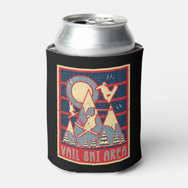 Retro 80s Vail Ski Area Can Cooler (Can Front)