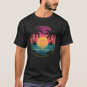 Retro 80s Vaporwave Aesthetic Palm Trees Sunset 90 T-Shirt