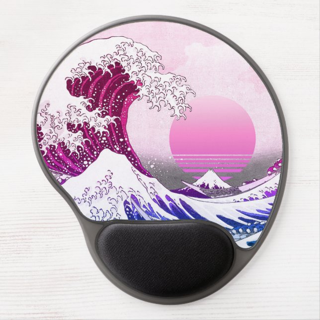 Retro 80s Vaporwave Great Wave Mouse Pad (Front)