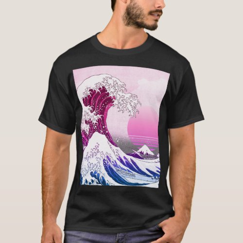 Retro 80s Vaporwave Great Wave T_Shirt