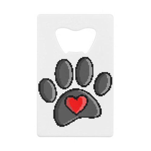 Retro 80s Video Game 8 Bit Pixel Art Dog Paw Credit Card Bottle Opener