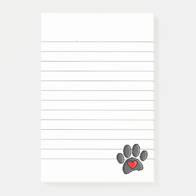 Retro 80s Video Game 8 Bit Pixel Art Dog Paw Lined Post-it Notes (Front)