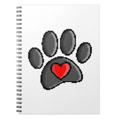 Retro 80s Video Game 8 Bit Pixel Art Dog Paw Notebook