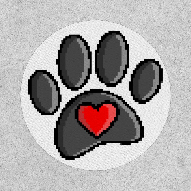 Retro 80s Video Game 8 Bit Pixel Art Dog Paw Patch (Front)