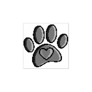 Retro 80s Video Game 8 Bit Pixel Art Dog Paw Patch Rubber Stamp