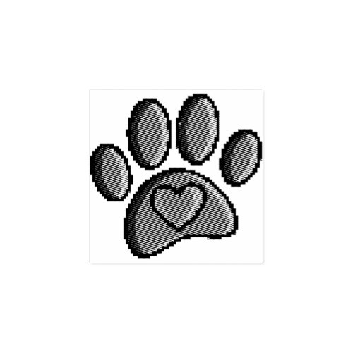 Retro 80s Video Game 8 Bit Pixel Art Dog Paw Patch Rubber Stamp