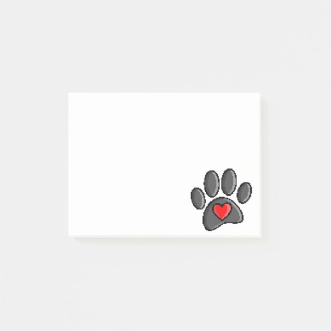 Retro 80s Video Game 8 Bit Pixel Art Dog Paw Post-it Notes (Front)