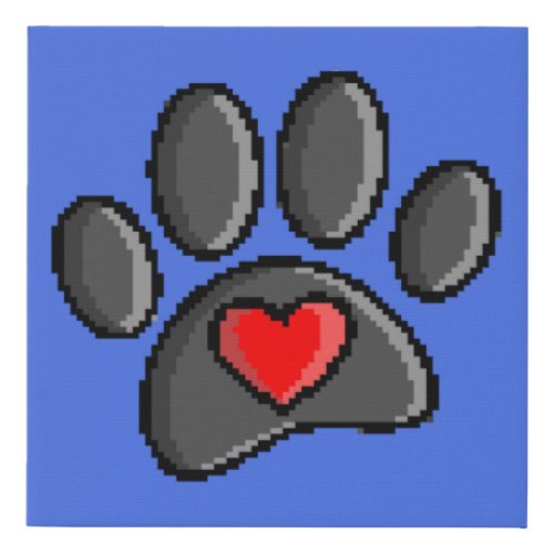 Retro 80s Video Game 8 Bit Pixel Art Dog Paw Print