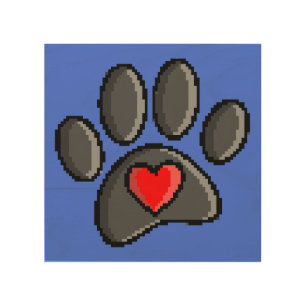 Retro 80s Video Game 8 Bit Pixel Art Dog Paw Print