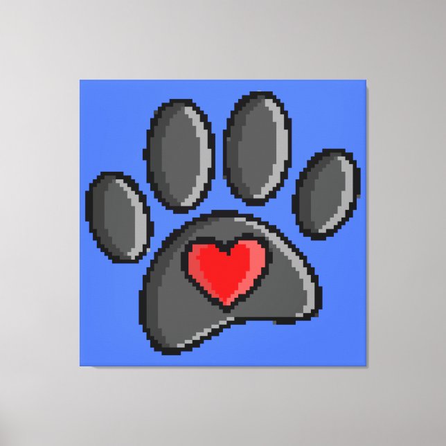 Retro 80s Video Game 8 Bit Pixel Art Dog Paw Print (Front)