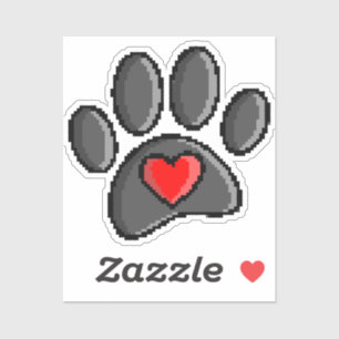 Retro 80s Video Game 8 Bit Pixel Art Dog Paw Sticker