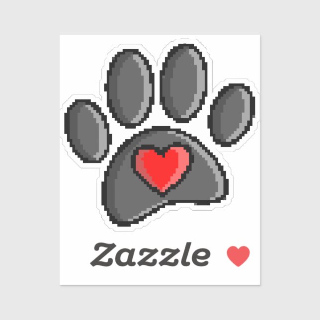 Retro 80s Video Game 8 Bit Pixel Art Dog Paw Sticker (Sheet)