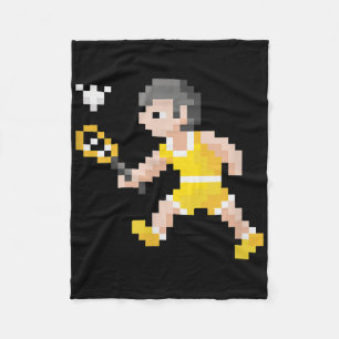 Retro 80s Video Game Pixel Art Badminton Player  Fleece Blanket