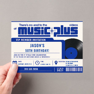 Retro 80s Video Store Member 50th Birthday Petite Acrylic Invitation
