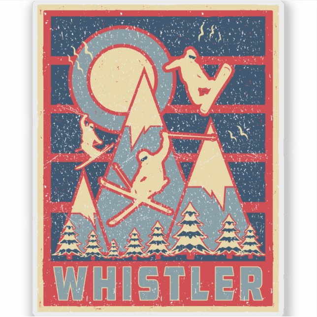 Retro 80s Whistler British Columbia Sticker (Front)