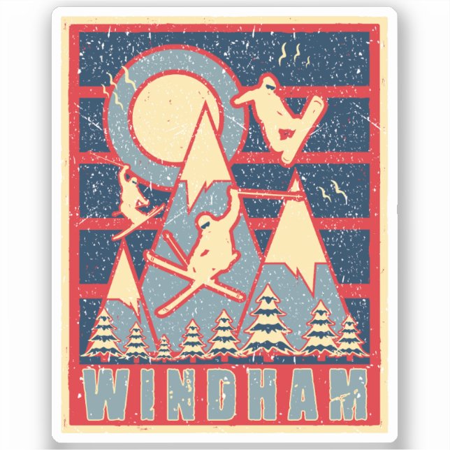 Retro 80s Windham Mountain Ski Sticker (Front)
