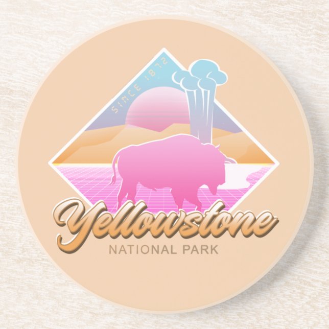 RETRO 80S YELLOWSTONE NATIONAL PARK VAPORWAVE COASTER (Front)