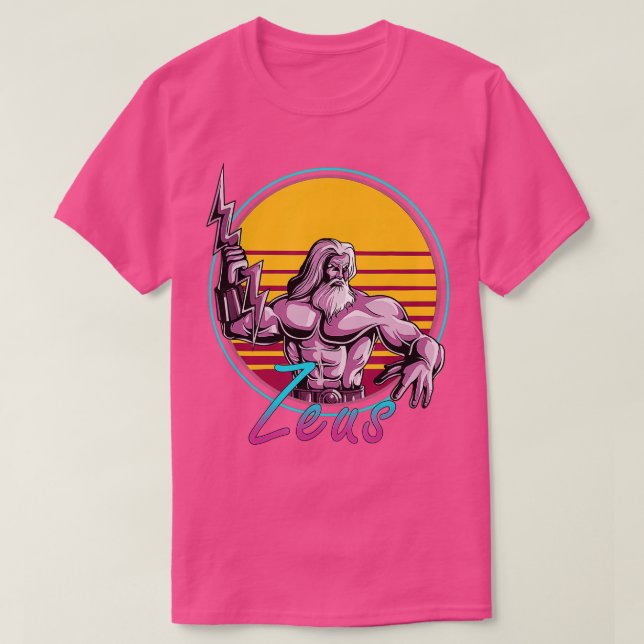 Retro 80s Zeus Greek Mythology God Retrowave Synth T-Shirt (Design Front)
