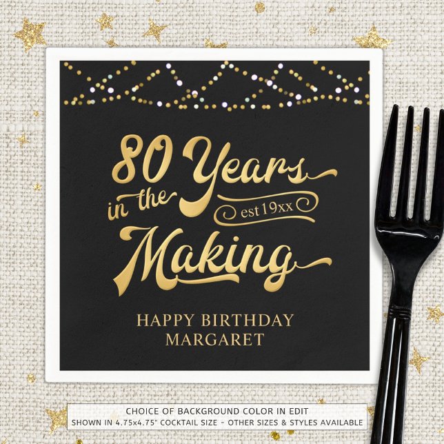 Retro 80th Birthday 80 Years in the Making Lights Napkins (Creator Uploaded)