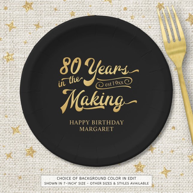 Retro 80th Birthday 80 Years in the Making Lights Paper Plates (Creator Uploaded)