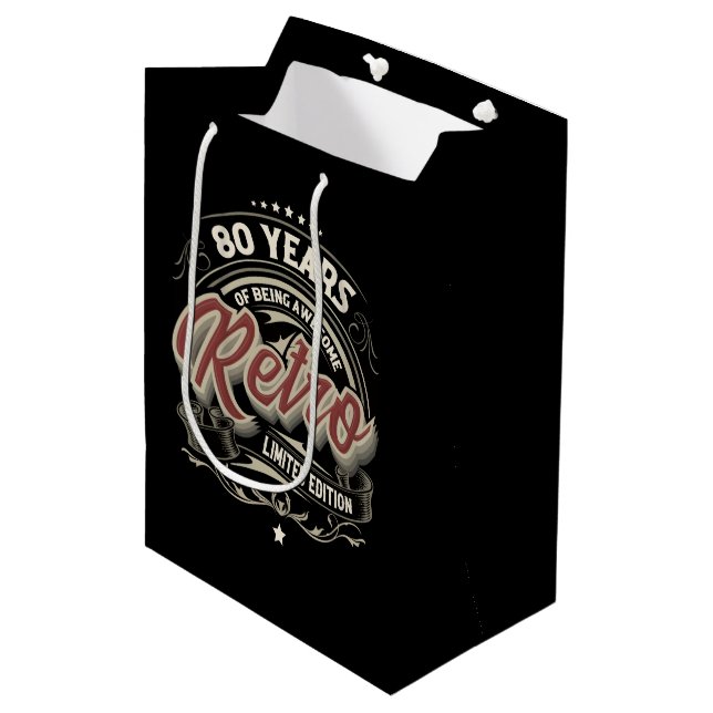 Retro 80th Years awesome word art Medium Gift Bag (Front Angled)
