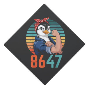 Retro 8647 Is It 2028 Yet Anti Trump Penguin Graduation Cap Topper