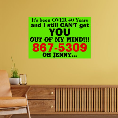 Retro 867 5309 Generic Jenny Number 80s Green Red Poster