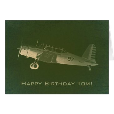 Retro #87 Green Airplane Birthday Card Retro #87 Green Airplane Birthday Card