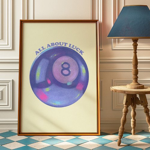 Retro 8 Ball Print Lucky Magic Ball Wall Poster