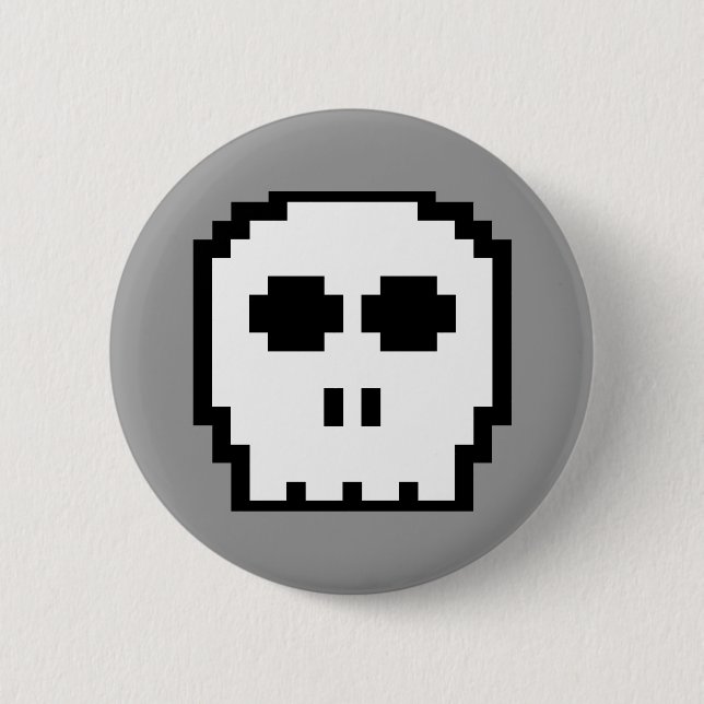 Retro 8-bit Skull Button (Front)