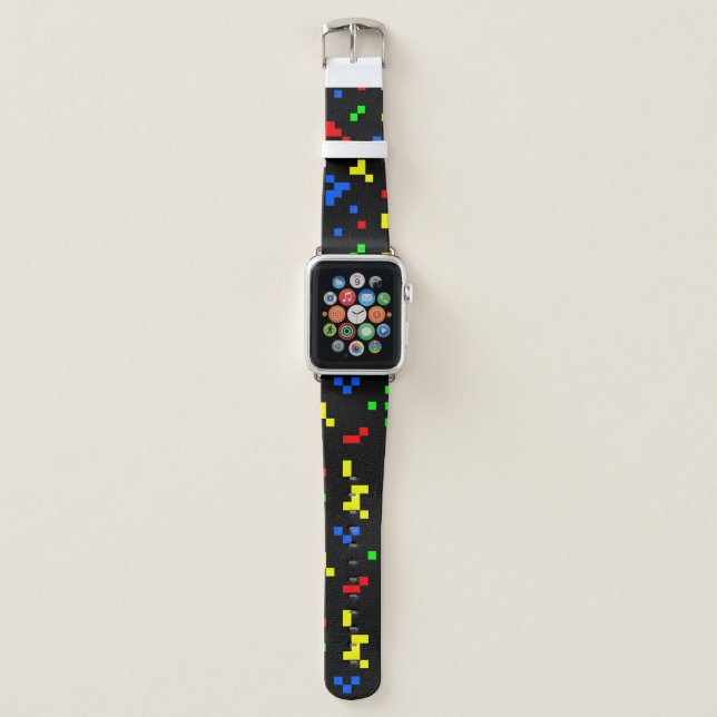 Retro 8 Bit Video Game Graphics Pattern Apple Watch Band (Front)
