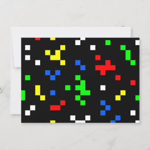 Retro 8 Bit Video Game Graphics Pattern Invitation
