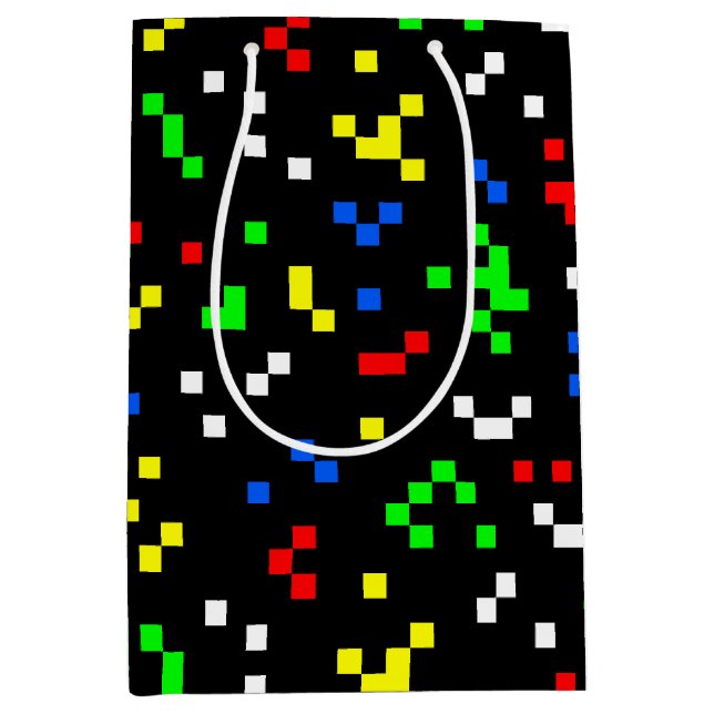 Retro 8 Bit Video Game Graphics Pattern Medium Gift Bag (Front)
