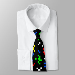 Retro 8 Bit Video Game Graphics Pattern Neck Tie