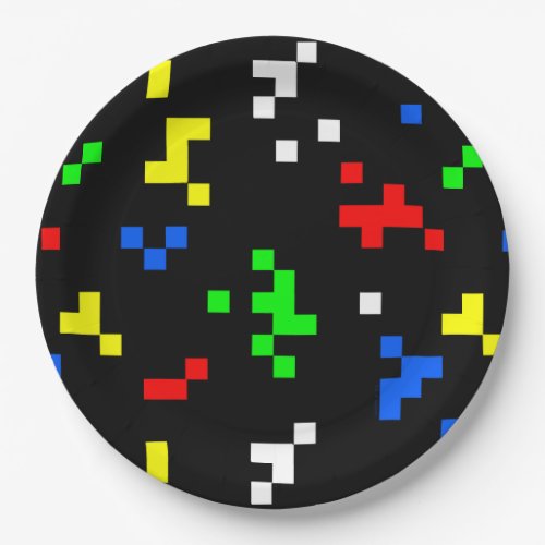 Retro 8 Bit Video Game Graphics Pattern Paper Plates